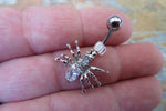 Petite Black Crystal Spider Belly Ring 14g (1.6mm) Piercing