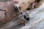 Petite Black Crystal Spider Belly Ring 14g (1.6mm) Piercing