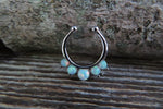 Pink Fire Opal Silver IP Faux Fake Septum Non Piercing