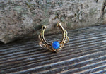 Pink Fire Opal Gold IP Faux Fake Septum Non Piercing