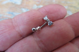 Made with Swarovski Crystals Heart Bow Curve Eyebrow Rook Daith Bar Ring 16G (1.2mm) Piercing 10mm
