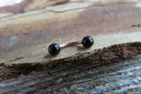 Rose Gold IP Tiger Eye Natural Stone 16G (1.2mm) Internally Threaded Surgical Steel Barbell Curve Eyebrow Ring 8mm Piercing