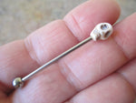 Black IP Howlite Skull Industrial Surgical Steel Barbell Piercing 14G (1.6mm) Small Balls