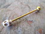 Howlite Skull Industrial Surgical Steel Barbell Piercing 14G (1.6mm) Small Balls
