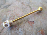 Howlite Skull Industrial Surgical Steel Barbell Piercing 14G (1.6mm) Small Balls