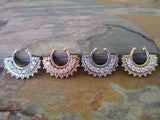 Aurora Borealis Clear Gems Bold Large Fan Crystal Gems Faux Fake Septum Non Piercing