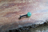 Gold IP Black Obsidian Natural Stone Cartilage Labret Monroe Tragus Flatback Surgical Steel Barbell Piercing 16G (1.2mm) 6mm 8mm 10mm