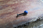 Gold IP Black Obsidian Natural Stone Cartilage Labret Monroe Tragus Flatback Surgical Steel Barbell Piercing 16G (1.2mm) 6mm 8mm 10mm