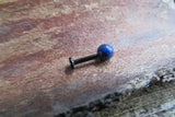 Gold IP Black Obsidian Natural Stone Cartilage Labret Monroe Tragus Flatback Surgical Steel Barbell Piercing 16G (1.2mm) 6mm 8mm 10mm