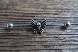 Death Moth Industrial Surgical Steel Barbell Piercing 14G (1.6mm) Small Balls 32mm 35mm 38mm