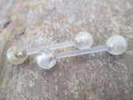 Bioflex Rutile Quartz Natural Stone Barbell Nipple Ring Tongue Ring 14g (1.6mm) Piercing