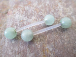Bioflex Green Aventurine Natural Stone Barbell Nipple Ring Tongue Ring 14g (1.6mm) Piercing