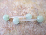Bioflex Green Aventurine Natural Stone Barbell Nipple Ring Tongue Ring 14g (1.6mm) Piercing