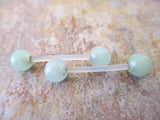 Bioflex Green Aventurine Natural Stone Barbell Nipple Ring Tongue Ring 14g (1.6mm) Piercing