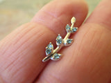 Flower Vine Clear Crystal Gem Cartilage Tragus Barbell 16G (1.2mm) Piercing Aurora Borealis Blue Clear