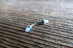 Blue Fire Opal Cone Internally Threaded Surgical Steel Barbell Curve Eyebrow Ring 16G (1.2mm) Piercing