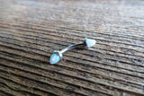 Blue Fire Opal Cone Internally Threaded Surgical Steel Barbell Curve Eyebrow Ring 16G (1.2mm) Piercing