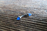 Blue Fire Opal Cone Internally Threaded Surgical Steel Barbell Curve Eyebrow Ring 16G (1.2mm) Piercing