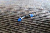 Blue Fire Opal Cone Internally Threaded Surgical Steel Barbell Curve Eyebrow Ring 16G (1.2mm) Piercing
