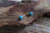 Gold IP Turquoise Howlite Natural Stone 16G (1.2mm) Internally Threaded Surgical Steel Barbell Curve Eyebrow Ring 8mm Piercing