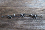 Death Moth Industrial Surgical Steel Barbell Piercing 14G (1.6mm) Small Balls 32mm 35mm 38mm