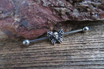 Death Moth Industrial Surgical Steel Barbell Piercing 14G (1.6mm) Small Balls 32mm 35mm 38mm