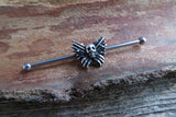 Death Moth Industrial Surgical Steel Barbell Piercing 14G (1.6mm) Small Balls 32mm 35mm 38mm