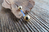 Gold IP Bioflex Basic Belly Ring 14g (1.6mm) Piercing