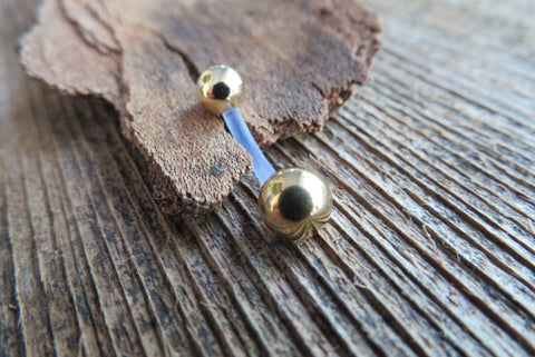 Gold IP Bioflex Basic Belly Ring 14g (1.6mm) Piercing