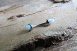 Blue Fire Opal Cone Internally Threaded Surgical Steel Barbell Curve Eyebrow Ring 16G (1.2mm) Piercing