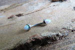 Blue Fire Opal Cone Internally Threaded Surgical Steel Barbell Curve Eyebrow Ring 16G (1.2mm) Piercing