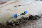 Blue Fire Opal Cone Internally Threaded Surgical Steel Barbell Curve Eyebrow Ring 16G (1.2mm) Piercing