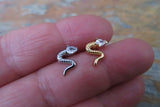 Gold Snake Clear Crystal Gem Cartilage Tragus Barbell 16G (1.2mm) Piercing