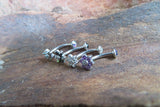 Floating Blue Minimalist Petite Floating Custom Lengths Crystal Flower Gems Belly Ring 14g VCH Internally Threaded Piercing