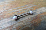 14G Purple 4mm Opal Pronged Surgical Steel Internally Threaded Nipple Barbell Cartilage 14G (1.6mm) Piercing
