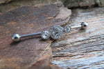Custom Lengths Crystal Silver Ion Plated Triple Sun Surgical Steel 316L Barbell Industrial Small Balls 14G (1.6mm) Piercing