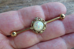 Custom Lengths Opal Gold Ion Plated Surgical Steel 316L Barbell Industrial Small Balls 14G (1.6mm) Piercing
