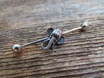 Elephant Ganesh Surgical Steel 316L Barbell Industrial 14G (1.6mm) Piercing 38mm Tiny Balls
