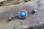 Copper Blue Opal Mandala Surgical Steel 316L Barbell Industrial 14G (1.6mm) Piercing
