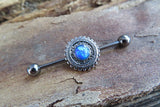 Copper Blue Opal Mandala Surgical Steel 316L Barbell Industrial 14G (1.6mm) Piercing