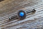 Copper Blue Opal Mandala Surgical Steel 316L Barbell Industrial 14G (1.6mm) Piercing