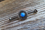 Copper Blue Opal Mandala Surgical Steel 316L Barbell Industrial 14G (1.6mm) Piercing