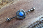 Custom Lengths Blue Opal Mandala Surgical Steel 316L Barbell Industrial 14G (1.6mm) Piercing