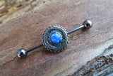 Custom Lengths White Opal Mandala Surgical Steel 316L Barbell Industrial 14G (1.6mm) Piercing