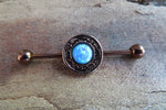 Copper Blue Opal Mandala Surgical Steel 316L Barbell Industrial 14G (1.6mm) Piercing