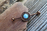 Copper Blue Opal Mandala Surgical Steel 316L Barbell Industrial 14G (1.6mm) Piercing