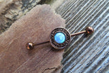 Copper Blue Opal Mandala Surgical Steel 316L Barbell Industrial 14G (1.6mm) Piercing