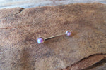 16G 14G Purple Fire Opal Pronged Internally Threaded Steel Barbell Bridge Nipple Ring Cartilage Helix 16G (1.2mm) 14G (1.6mm) Piercing