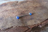 16G 14G Blue Fire Opal Pronged Internally Threaded Steel Barbell Bridge Nipple Ring Cartilage Helix 16G (1.2mm) 14G (1.6mm) Piercing