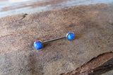 16G 14G Blue Fire Opal Pronged Internally Threaded Steel Barbell Bridge Nipple Ring Cartilage Helix 16G (1.2mm) 14G (1.6mm) Piercing